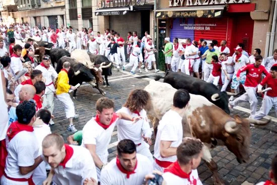 Årets tjurrusning i Pamplona Copyright: Mmeeds/Dreamstime.com