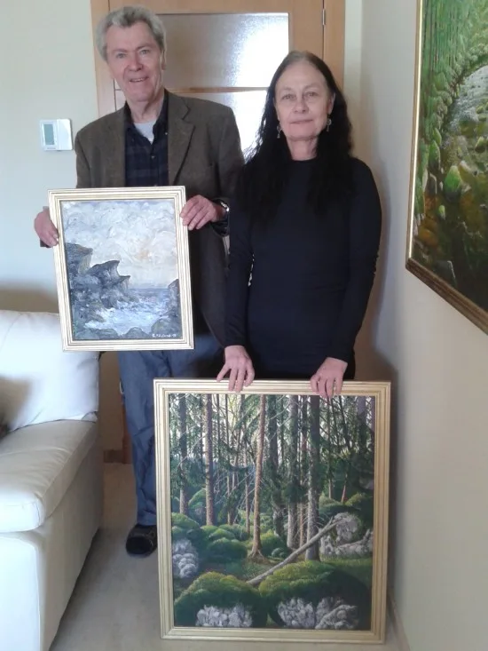 Christina Paulin och hennes make Kjell Jansson från Enskede blev de lyckliga ägarna till två av mina målningar.