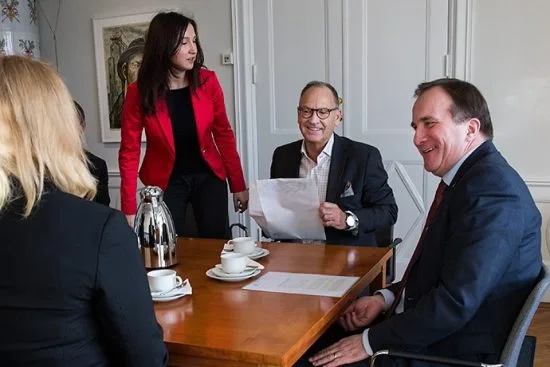 Anna H. tillsammans med bl a Stefan Löfven Foto: Ninni Andersson/Regeringskansliet