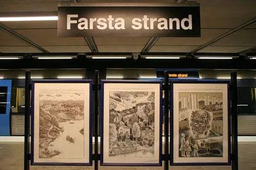 Det var här vid Farsta Strand i södra Stockholm som en man blev knivskuren i benet på fredagskvällen. Foto: 