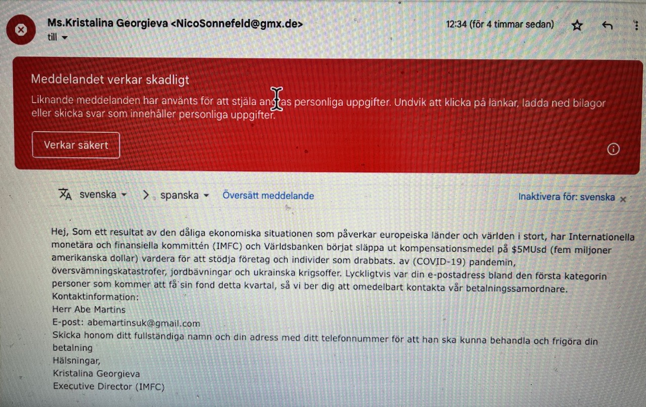 WARNING - WARNING - WARNING! Se Upp Om Ni Får Eller Har Fått Ett E ...